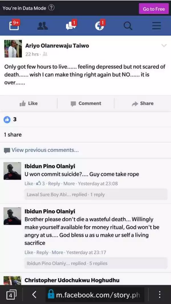 Nigerian Man Dies Hours After Making A Suicide Post On Facebook (Photos)